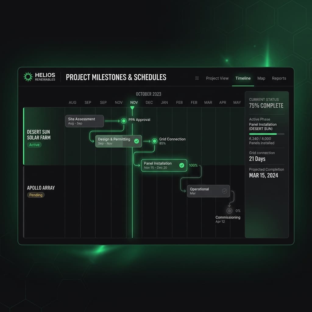 Project Milestones and Installation Timeline Scheduling Telemetry Board