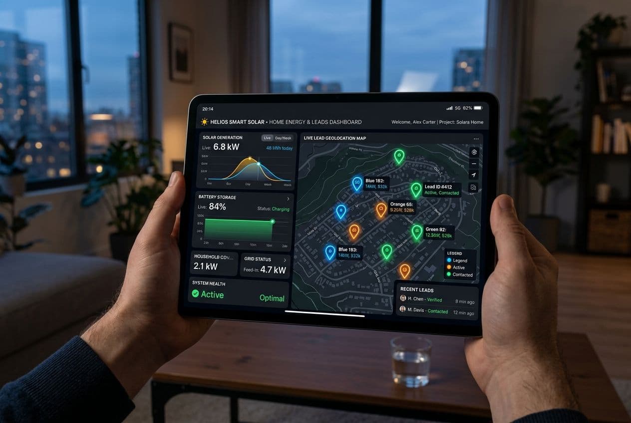 Autonomous Energy Monitor Dashboard with Live Lead Geolocation Mapping