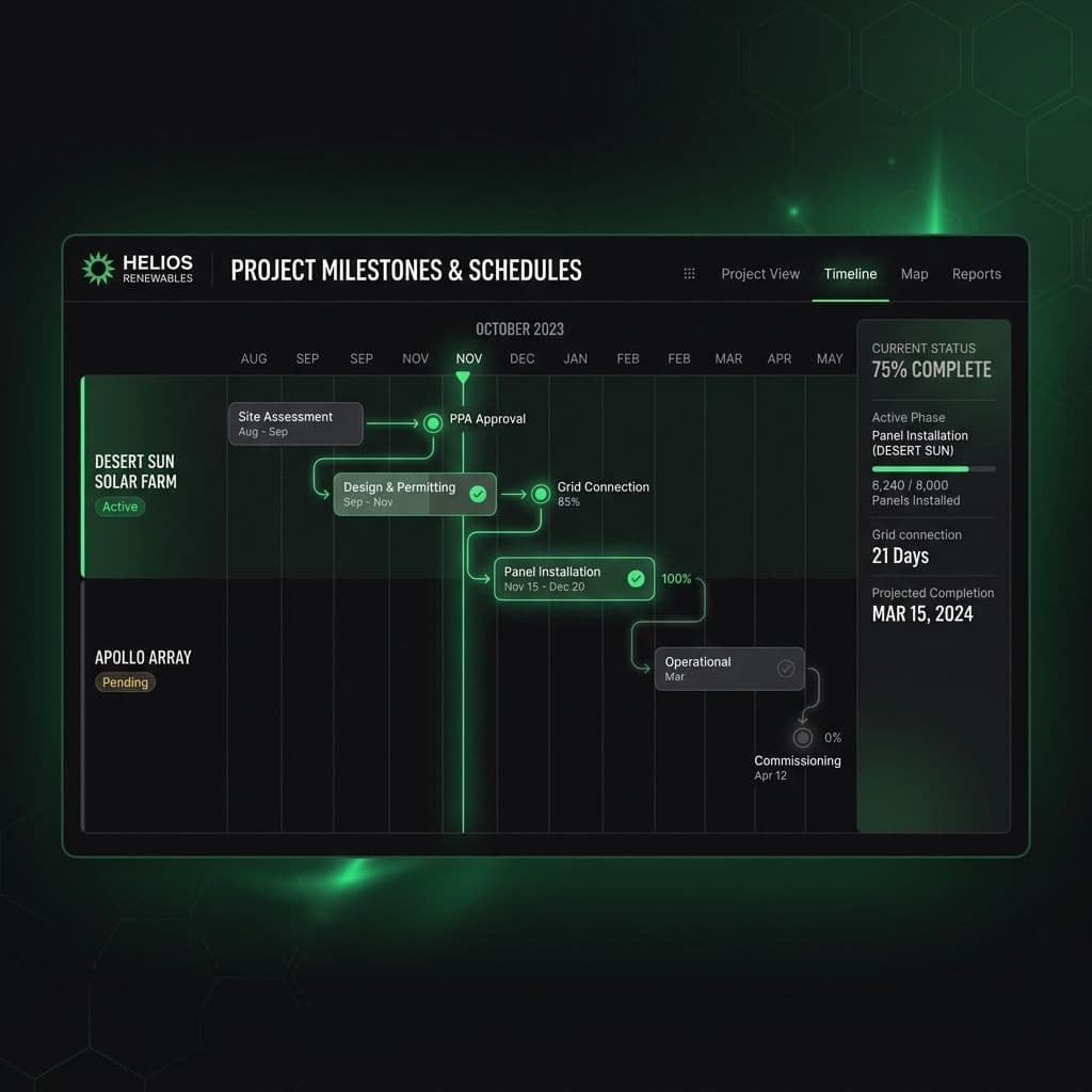 Project Milestones and Installation Timeline Scheduling Telemetry Board